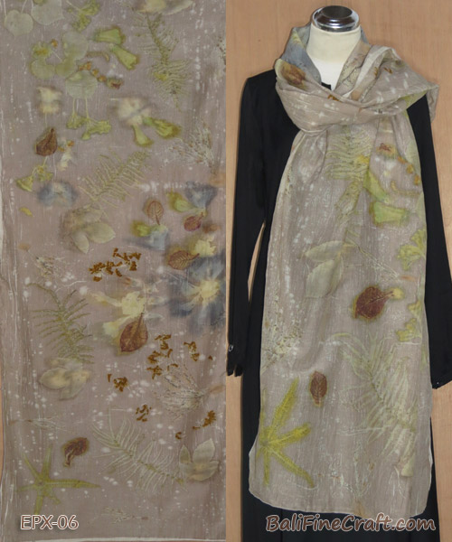Pashmina Ecoprint Cotton-Silk Tunjung 06